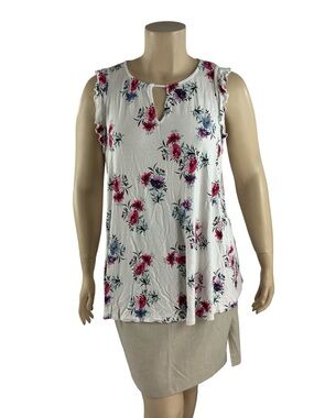 Lane Bryant White Floral Sleeveless Top Size 22/24